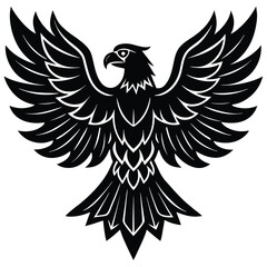 Black eagle silhouette vector illustration features tribal wing design