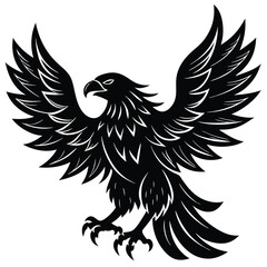 Black eagle silhouette vector illustration features tribal wing design