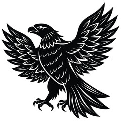 Black eagle silhouette vector illustration features tribal wing design