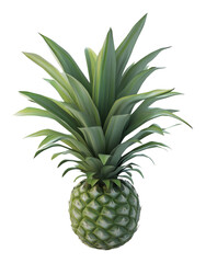 Fototapeta premium Realistic green pineapple with detailed leaves on a transparent background