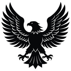 Black eagle silhouette vector illustration features tribal wing design