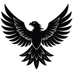 Black eagle silhouette vector illustration features tribal wing design