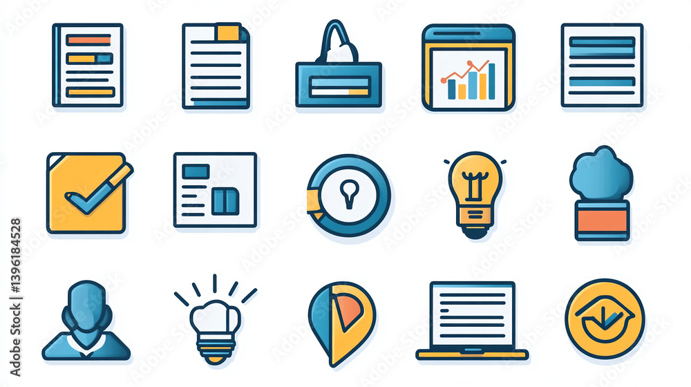 Poster business vector icons set for ui design and development of website and mobile application interface