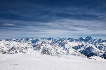 View from the mount Elbrus, the northern Caucasus mountains, Russia