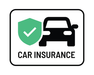 Car Insurance Advertisement – Black Vehicle Silhouette with Green Shield and Checkmark Icon