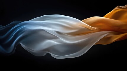 Fototapeta premium Fluid fabric drapes in shades of orange and blue