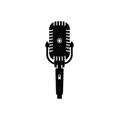 Fototapeta premium Vintage Microphone Silhouette Isolated Vector Graphic Audio Equipment Broadcast Tool