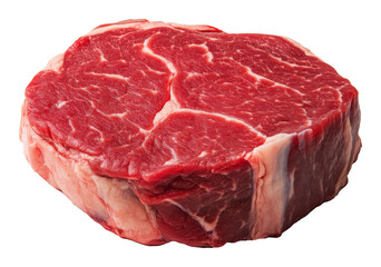 Fototapeta premium Raw marbled steak isolated on transparent background, culinary ingredient concept