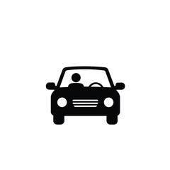 Car Icon With Driver Silhouette Vehicle Simple Design Element Illustration