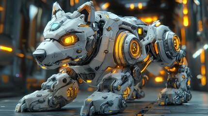 Fototapeta premium Futuristic robotic dog in a sci-fi setting