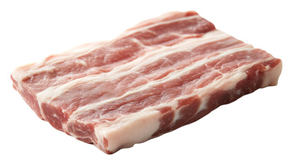 Fototapeta premium Raw pork belly with visible marbling isolated on transparent background, fresh meat concept