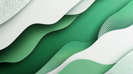 Fototapeta premium Abstract green and white wavy layered background for web design and presentations graphic design element