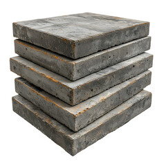 Sturdy stack of concrete blocks neatly arranged in a construction site setting ready for building projects, isolated a transparent background.