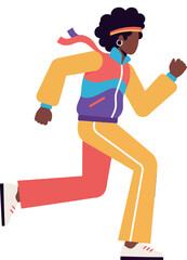 A dynamic person running in colorful athletic gear showcasing flat design style vector illustration