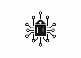 Naklejka premium Artificial Intelligence Icon Circuit Board Design