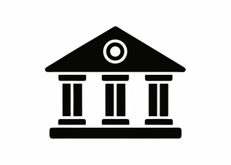 Bank Building Icon Greek Columns Padlock Symbol