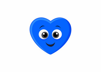 Fototapeta premium Blue Heart Emoji 3D Render Cartoonish Style Graphic
