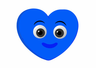 Fototapeta premium Blue Heart Emoji 3D Render Cartoonish Style Graphic