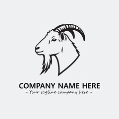 Head of goat illustration black and white for logo company vector image
