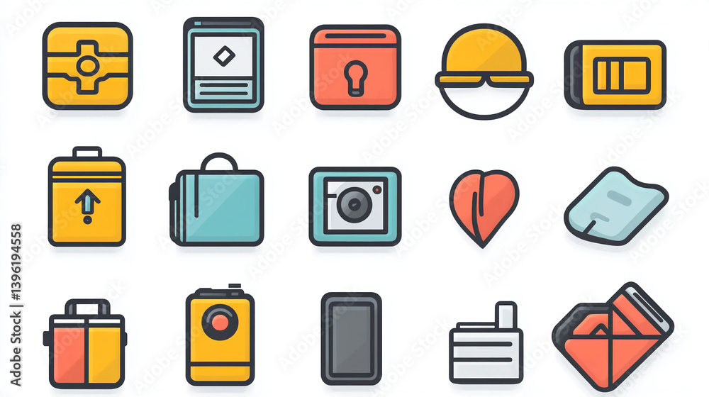 Poster vector icons set collection of flat design style illustrations for ui ux design and mobile applicati