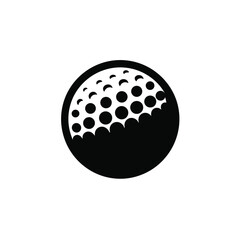 Simple Black Golf Ball Vector Icon For Sport And Recreation Designs