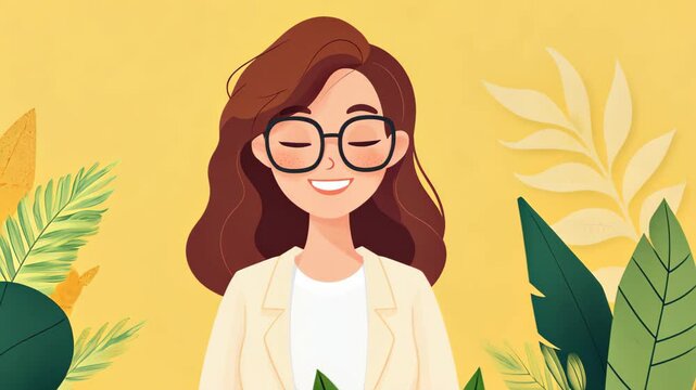 Vibrant cartoon illustration of a cheerful female social worker, showcasing her passion for helping others in a modern style.