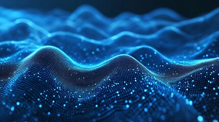 Fototapeta premium Abstract blue wave background digital technology network connection concept modern futuristic design