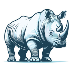 Bold Blue Rhino – Powerful Wildlife Illustration