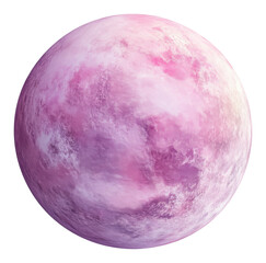 Pink-hued planet with cloudy texture on transparent background, digital art concept