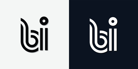 Modern Abstract Initial letter BI logo.