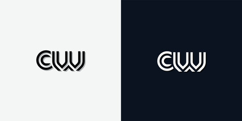 Modern Abstract Initial letter CW logo.