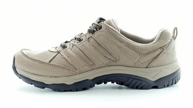 A close-up shot of a shoe on a white surface