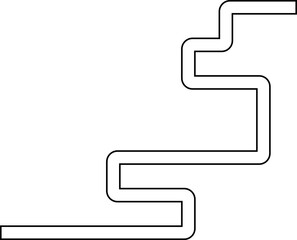 Elongated zigzag path with maze characteristics and squared corners flowing in a modular abstract line configuration.