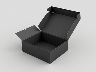 Black product box template. Opened and closed box mockup , objet, cube, carr&eacute;, affaires, designe, gris, meute, 