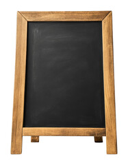 Empty wooden framed blackboard with clean surface on transparent background