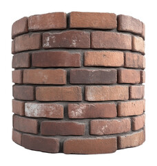 Obraz premium Brown brick cylinder stack isolated on transparent background, 3d architecture design
