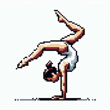 Pixelated Grace A Gymnasts Poise Suitable for Art Exhibition