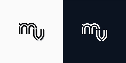 Modern Abstract Initial letter MV logo.