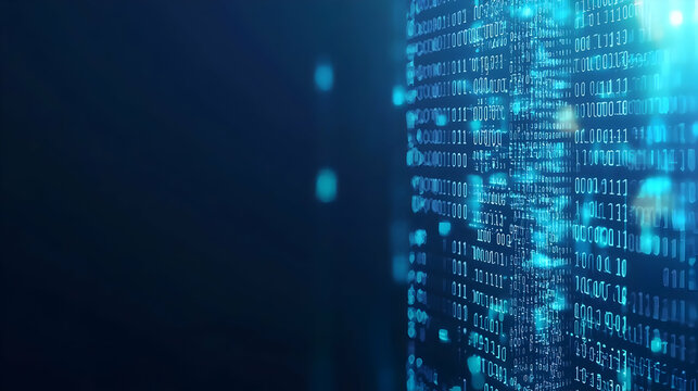Abstract Glowing Binary Code Pattern Background