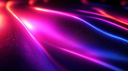 Fototapeta premium Vibrant Neon Waves Abstract Light Trails for Modern Design and Technology Themes