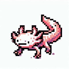 Fototapeta premium Pixelated Axolotl A Digital Portrait Suitable for Art Exhibition