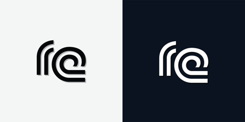Modern Abstract Initial letter RE logo.