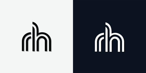Modern Abstract Initial letter RH logo.