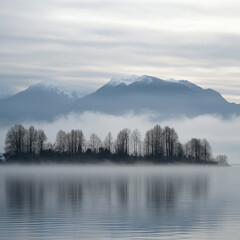 mountain lake in the morning