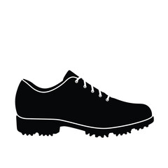 Vector Silhouette Illustration Of A Golf Shoe With Laces And Lug Sole
