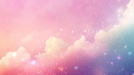 Fototapeta premium Pastel galaxy background with stars and clouds pink purple blue dreamy sky wallpaper aesthetic illustration