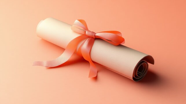 Elegant Diploma Scroll with Ribbon Perfect for Graduation Achievement and Recognition