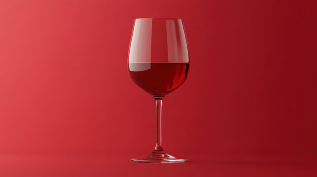 Elegant Wine Glass with Red Liquid Against a Vibrant Background Perfect for Culinary and Bever