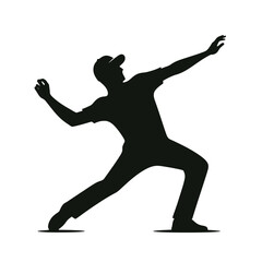 Baseball Player Silhouette – Dynamic Pitching Action Icon