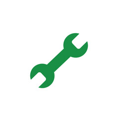 Simple Green Wrench Icon Illustration Repair Tool For Mechanic Or Engineering